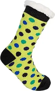 [styleBREAKER] Unisex ABS Stopper Socks with Teddy Lining and Polka Dots Pattern ABS Socks Size 35-42 EU / 5-10 US / 4-8 UK 08030010
