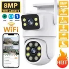 Dual Lens 4K 8MP WiFi IP Camera Wireless Outdoor CCTV PTZ Home Security IR Cam