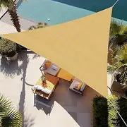 ROROUP Sun Shade Sail, Waterproof Triangle Shade Sail with 3 Snap Hooks and 3 Ropes, Sun Shades Outdoor, Outdoor Shade Canopy for Patio, Garden, Backyard, Lawn (3.5m x 3.5m x 3.5m, Sand)