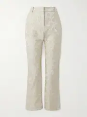 [La DoubleJ] La DoubleJ - 24/7 Cropped Brocade Bootcut Pants - Cream - small small Cream