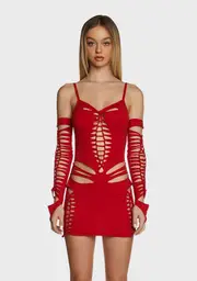 [Current Mood] Spellbound Smiles Mini Dress - Red