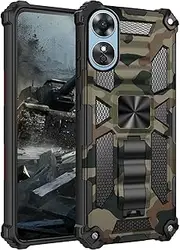 [FMPCUON] Case for Oppo A17, for Oppo A17 Mobile Phone Case, 360 Degree Armor Armour Case, Heavy Duty Protective Case with Stand Case Cover for Oppo A17 - Army Green