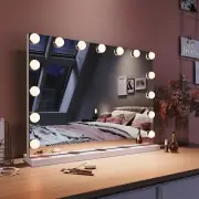 Hollywood Vanity Mirror, Large Makeup Mirrors with 15 LED Dimmable Bulbs Smart T