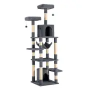 Petzly Cat Tree Tower Scratching Post Scratcher Condo Bed House 180cm Dark Grey