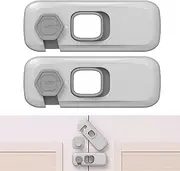 2 Pack Childproof Refrigerator Lock,Fridge Locks,Freezer Lock Apply to Max 1"(25mm) Sealing Strip,Cabinet Cupboard Lock for Toddlers,Easy to Install,No Tools Need or Drill,Grey