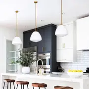 Ciotola Medium Dome Pendant Light w/ Frost Glass in Matte Black or Antique Brass