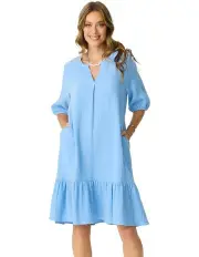 [Fella Hamilton] Bubble Frill Hem Dress in Chambray