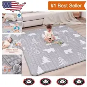 Deluxe 71x59 Non-Slip Baby Play Mat - Foam Cushion & Colorful Learning Patterns
