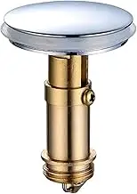Pop-Up Click Clack Plug,38 mm Bathroom Basin Sink Button Drain,Suitable for Kitchen Bathroom Washbasin, Solid Brass Chrome Platedplug (Stainless Steel 38mm)