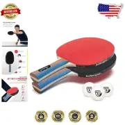 Jet Set Table Tennis Rackets Combo Pack - 2 Paddles + 3 Balls - Red & Black