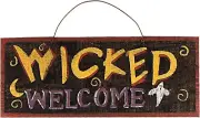 Halloween Welcome Sign Wood Front Door Decor Halloween Decoration for Home 19...