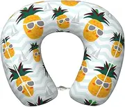 SKKNT Cute Pineapple Print Lightweight Travel Neck Pillow U-Shaped Memory Foam Head Neck for Airplanes