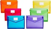 6 Pack Plastic File Folders,Waterproof Expandable Document Organizer,Snap Closure Colorful Transparent File Holder Large Capacity for A4 B4 Letter Size Office Folders
