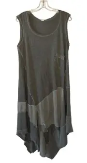 ANTHROPOLOGIE AMADI Gray Sleevless Patchwork Asymmetrical Hem Midi Dress Small
