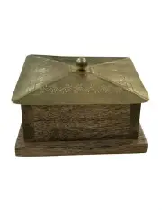 [Willow & Silk] Handmade Trinket Box With Metal Pressed Lid 12.5cm in Gold