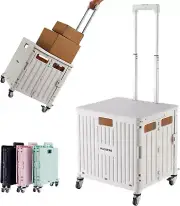 Carro utilitario plegable, carro de mano portátil con ruedas y cajón plegable