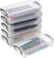 BTSKY Large Capacity Pencil Box, Office Supplies Storage Organizer Box, Brush Painting Pencils Storage Box Watercolor Pen Container Drawing Tools(6 Pack)