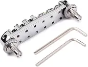 SWOOMEY Locking Bridge with Roller Ball for Electric Guitar Durable Silver Tremolo Tailpiece Replacement for Bass Guitar Parts and Accessories Easy to Operate