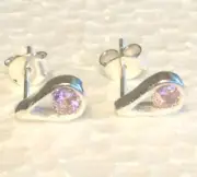 indian silver pink topaz stud earrings 925 silver