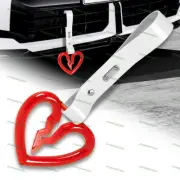Red Crystal S Broken Heart JDM Ring Tsurikawa Bus Car Handle Strap -White PVC X1