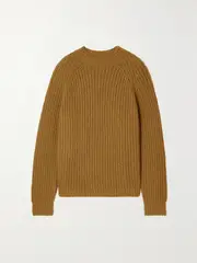 [Loro Piana] Loro Piana - Davenport Ribbed Cashmere Sweater - Camel - small small Brown