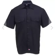 New Sealed Mens Dickies Flex Short Sleeve Buttom Up Navy Twill Work Shirt (00)