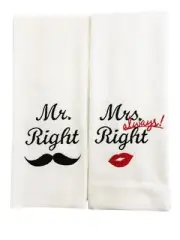 Set of 2 Mr Right & Mrs Always Right Kitchen Towels