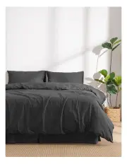 [Dreamaker] Linen And Cotton Blend Quilt Cover Set in Charcoal
