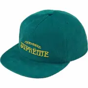 Supreme Champagne Logo Corduroy 5-Panel Cap Green SnapBack Hat Adjustable