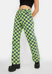 [The Ragged Priest] Green Rook Checkered Jeans