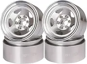 RC Rims Aluminum 1.9 Inch Beadlock Rc Wheel Rim SetWheel Hub 4PcS for 1:10 RC CrawlerAxial sCX10 90046RR10 Wraith TRX4 TRX-6 AXI03007 D90(4PC Silver)