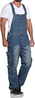 [Jet Lag] Men's Bib Jeans Overall A Long Jeans Trousers Loose Fit