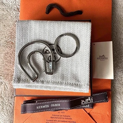 HERMES Key Ring Blue Run Pendant Top Bag Charm