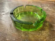 Vintage Blenko Green Pebbled Art Glass Ashtray 6" Hexadecagon