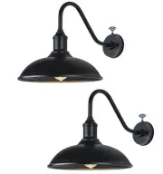 Large 15" Outdoor Gooseneck Barn Light Dusk to Dawn, Wall Mounted Classic Wat...