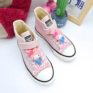 兒童帆布鞋 2024春季新款卡通美樂蒂女童鞋 子韓版魔術貼帆布鞋