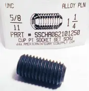 5/8-11x1-1/4 Hex Socket Set Screws Cup Point Alloy Steel (3)