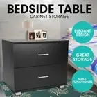 Sarantino Bedside Table Cabinet Storage 2 Drawers Lamp Side Nightstand Black