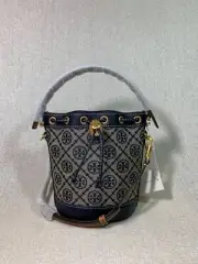 NEW Tory Burch Tory Navy T Monogram Jacquard MINI Bucket Bag $398