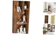 3-Tier Small Bookcase Bookshelf with Height Difference 4 Cube Rustic Brown