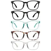 5Pcs Rectangular Reading Glasses for Men and Women w/ 1.5 Magnification Strength