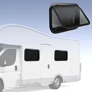 RV Exit Window 22.4x15.2 Inch External Push Out Window with Mesh Screen Support Rod for Caravan Camping Trailer Motorhome