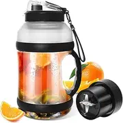 Personal Blender for Shakes and Smoothies 64 Oz Large Capacity Portable Blender 4000mAh USB Rechargeable Durable 6 Blades Protein Shaker Bottle Blender Bottles Gallon for Gym Party Travel Black