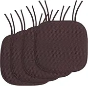 Smarcute Chair Cushion for Indoor Dining Chairs Kitchen Memory Foam Seat Cushion Non-Skid Chair Pads with Ties Honeycomb Pattern (4 Pack, Brown,41X41cm)