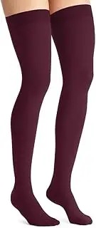 JOBST Opaque Compression Stockings, 15-20 mmHg, Thigh High, Silicone Dot Band, Closed Toe, Cranberry, Medium