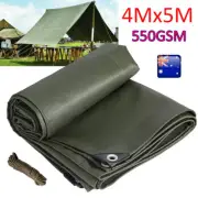 500cm * 400cm Heavy Duty Waterproof Canvas Tarp Tarpaulin Truck Sun Cover Army