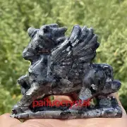 1pc Natural Specctrolite Unicorn Quartz Crystal Skull Carved Figurines Gem 3.5"
