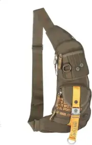 Nylon Sling Chest Bag Daypack Bicycle Travel Gym Backpack Medium-army Green