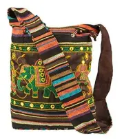 Patchwork Brown Cotton Women Hobo Crossbody Shoulder Large Bag Hipster Boho