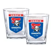 Newcastle Knights NRL Set of 2 Spirit Glasses 250ml Glass Logo Design